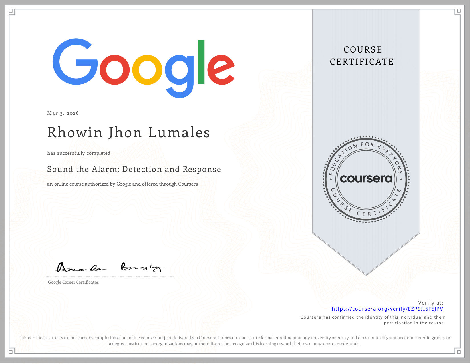 Sound the Alarm Detection and Response